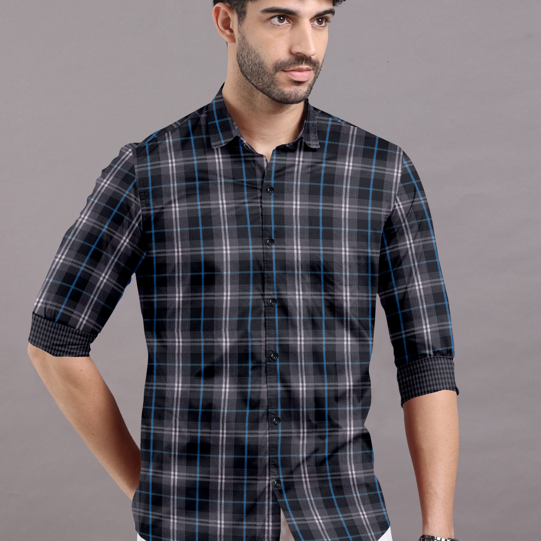 Black and blue checkered shirt