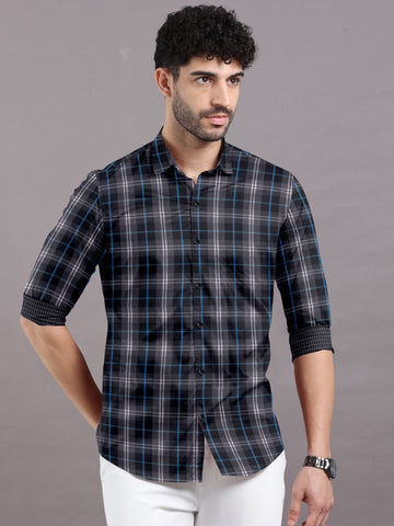 Black and blue checkered shirt