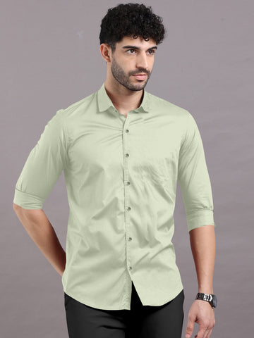 Green Mist Solid Super Premium Cotton Shirt