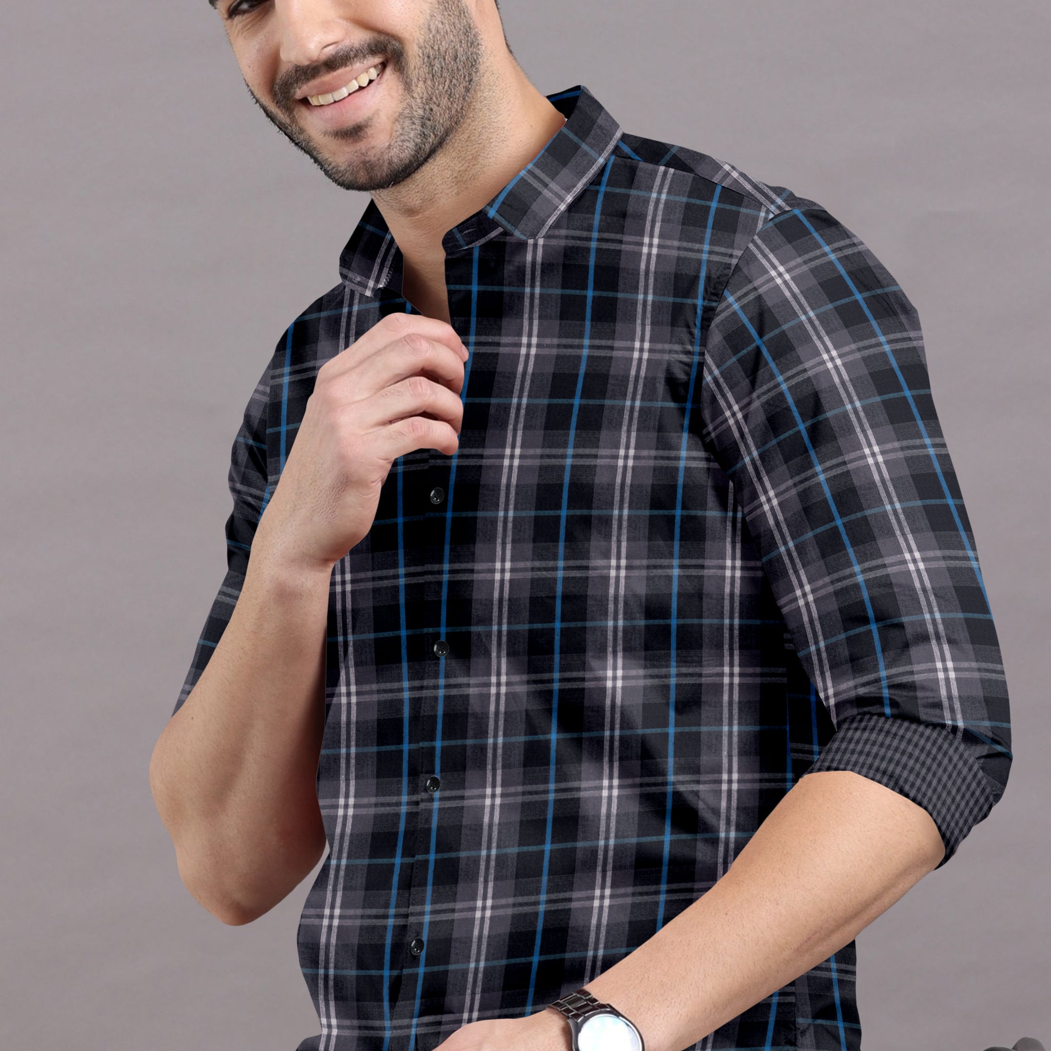 Black and blue checkered shirt