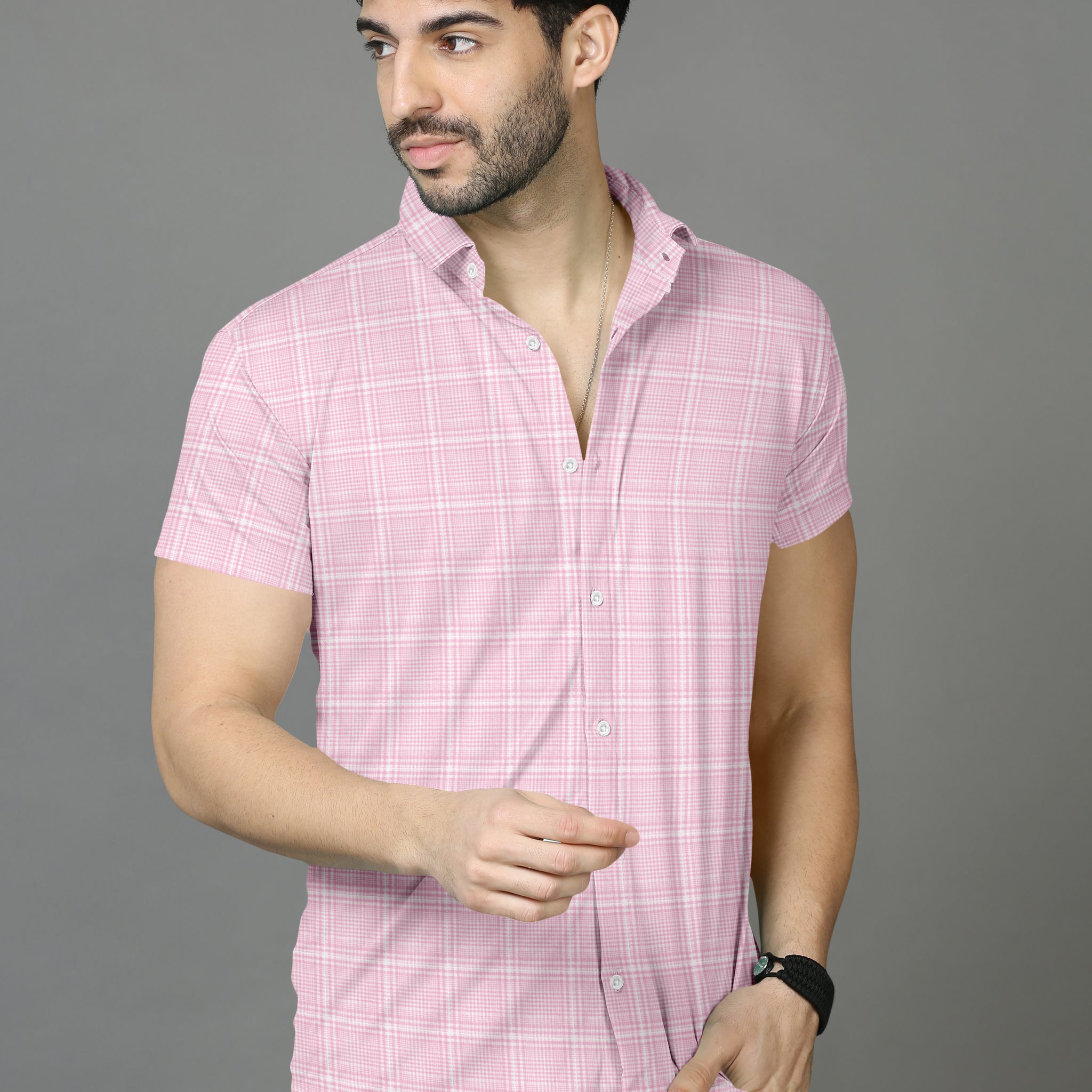 pink and white striped shirt