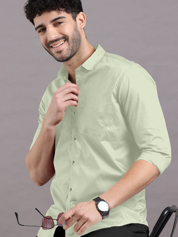 Green Mist Solid Super Premium Cotton Shirt