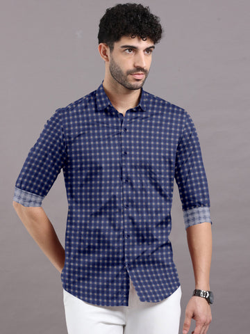 Light blue and white checkered shirt