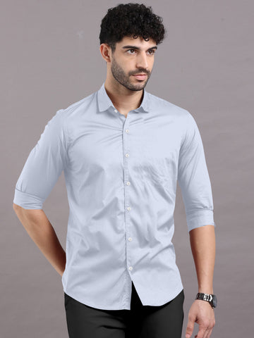 Santa Grey Solid Super Premium Cotton Shirt