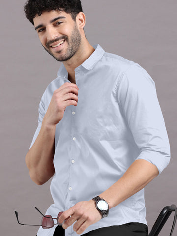 Santa Grey Solid Super Premium Cotton Shirt