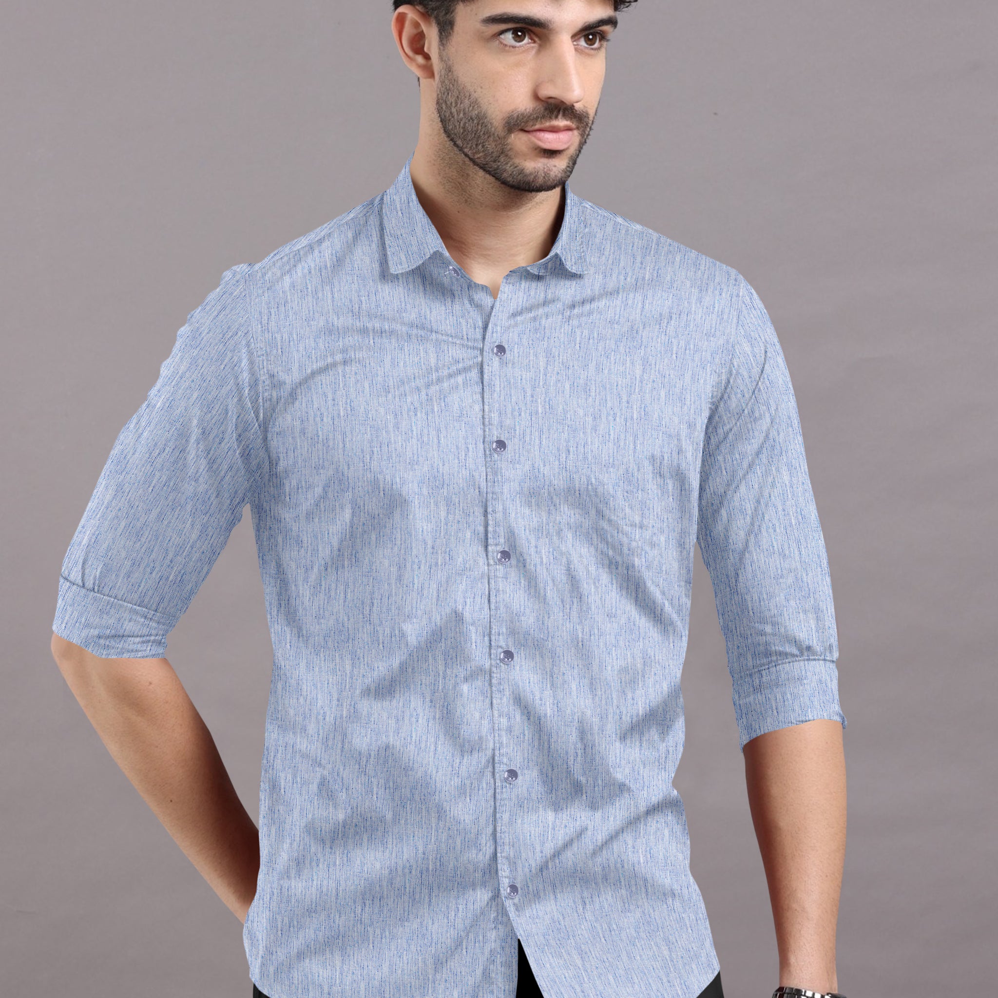 Light blue shirt with a western yoke