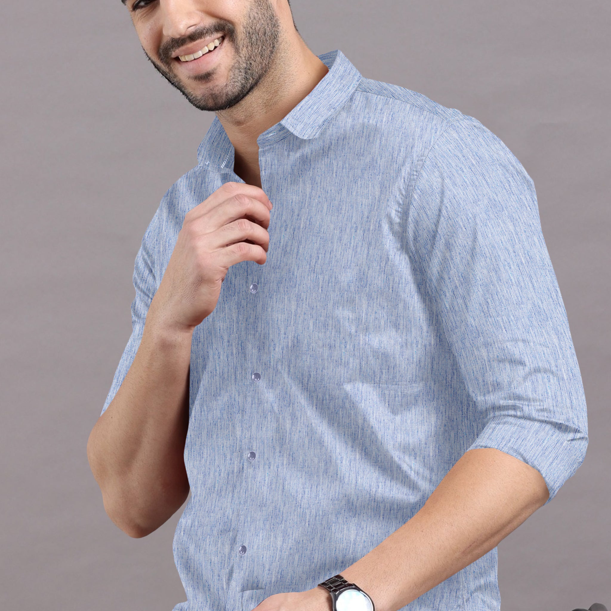 Light blue shirt with a western yoke