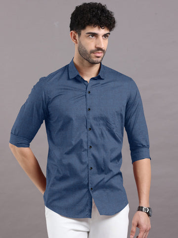 Cool Blue Solid Super Premium Cotton Shirt