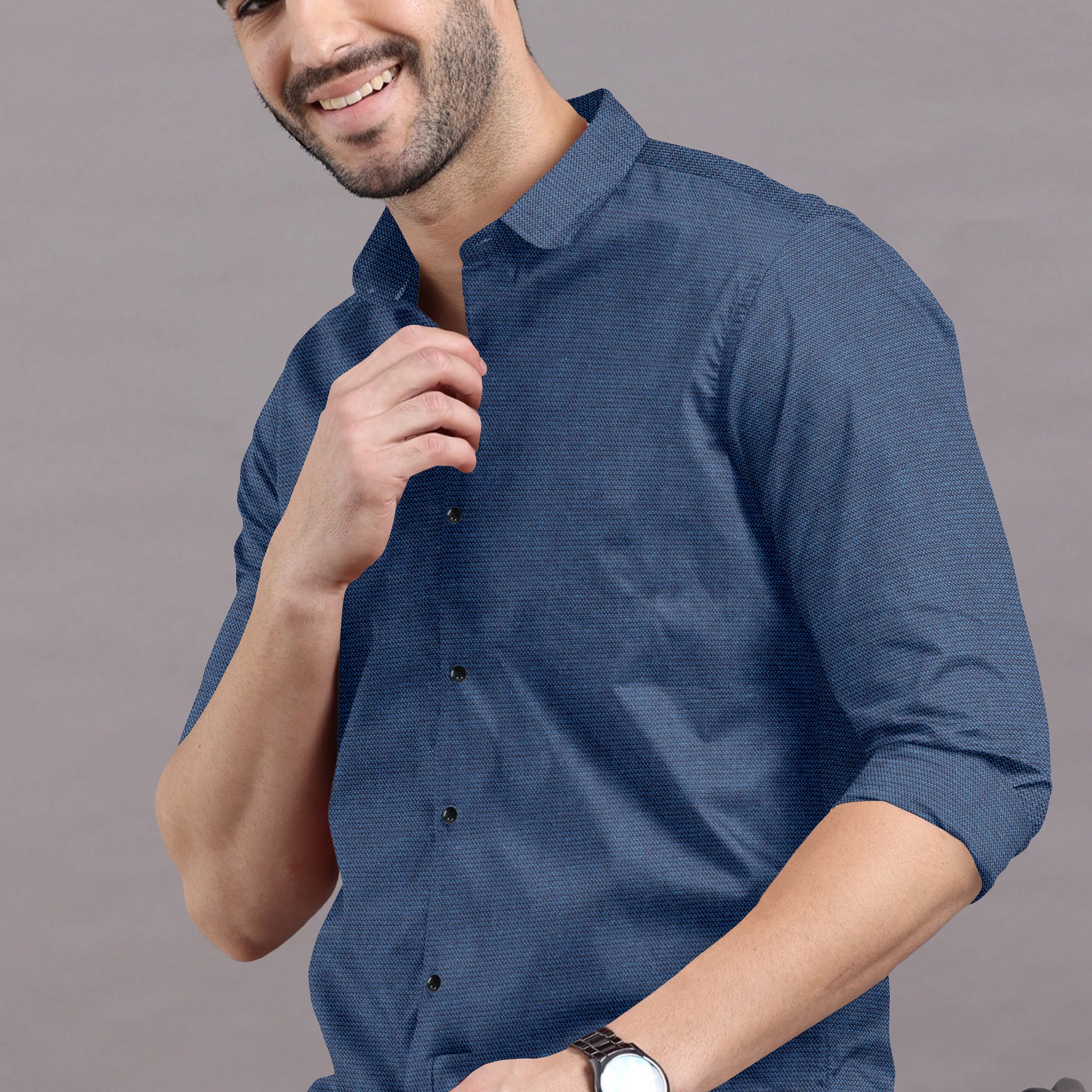 Cool Blue Solid Super Premium Cotton Shirt