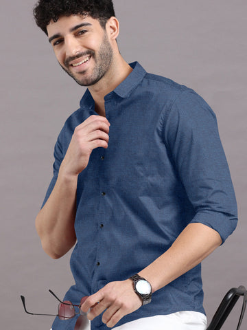 Cool Blue Solid Super Premium Cotton Shirt