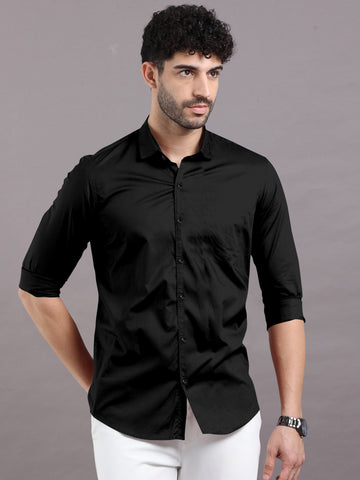 Black Solid Super Premium Cotton Shirt