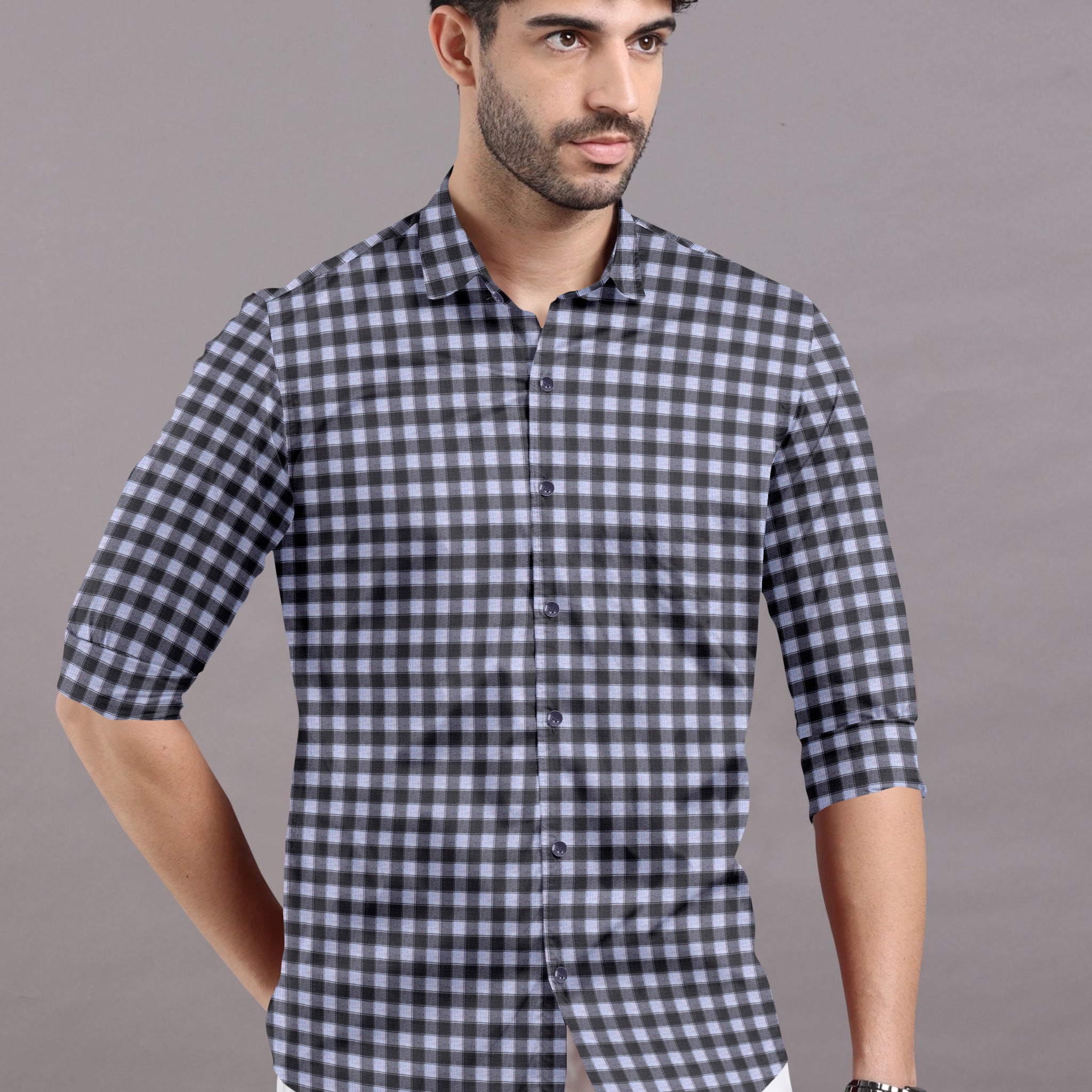 Monochrome checkered shirt