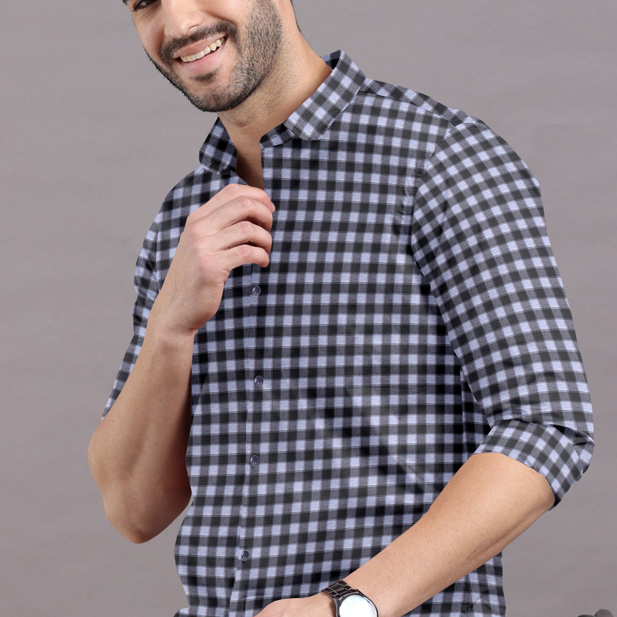 Monochrome checkered shirt