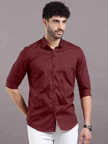 Maroon Solid Super Premium Cotton Shirt