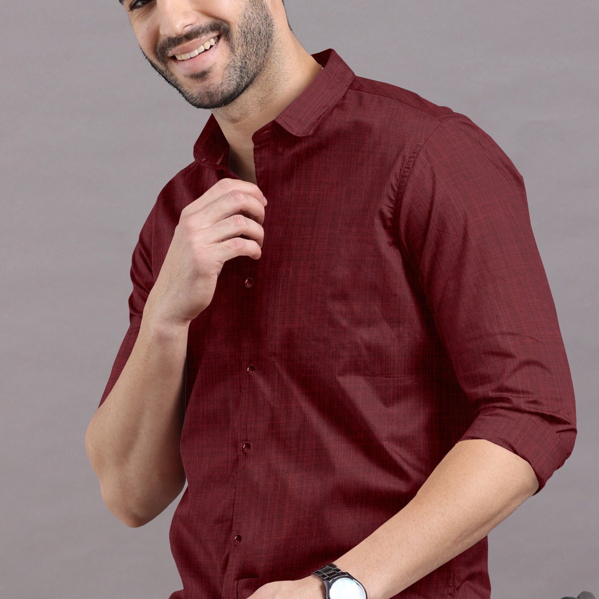 Maroon Solid Super Premium Cotton Shirt