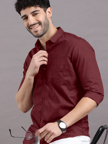 Maroon Solid Super Premium Cotton Shirt