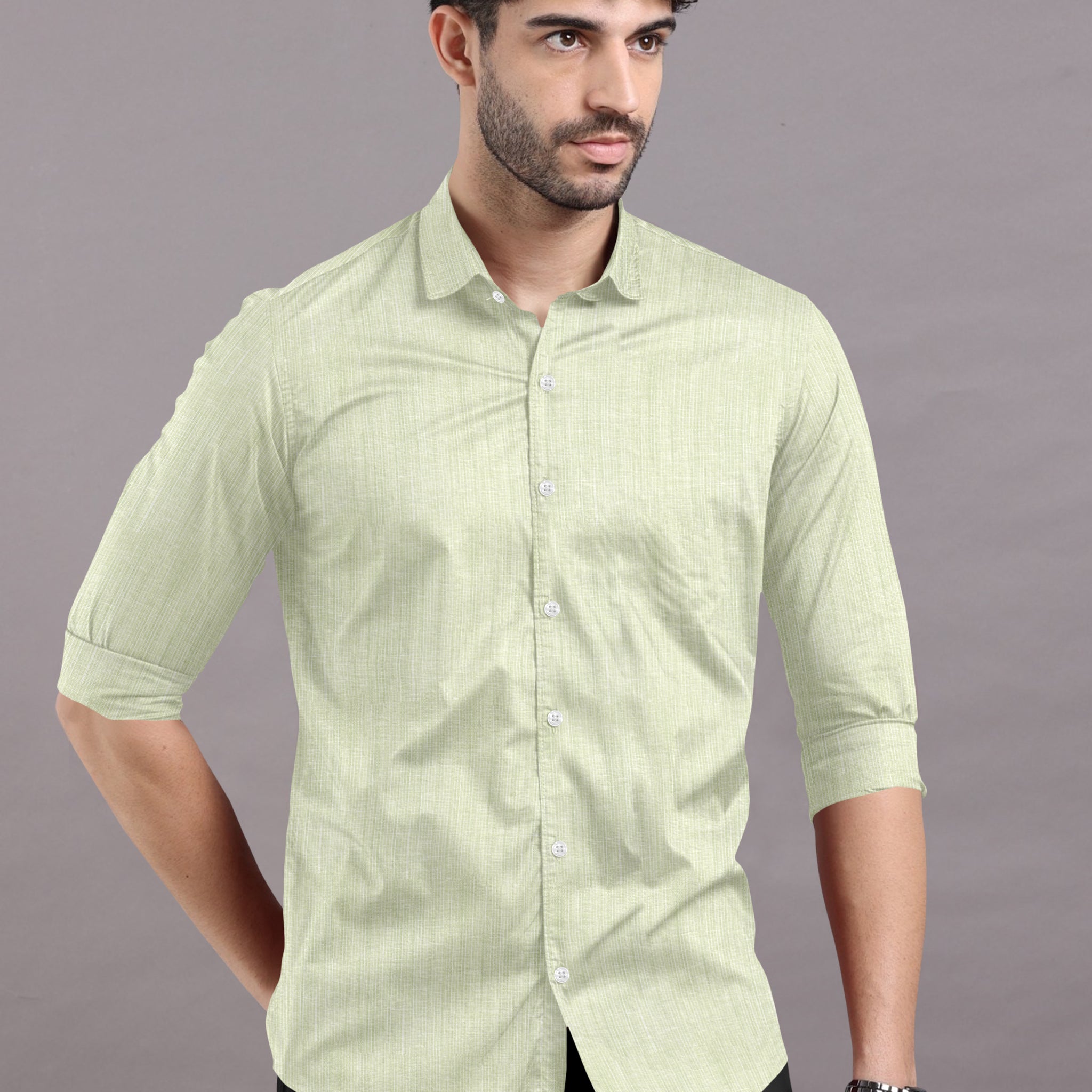 Light green classic fit shirt