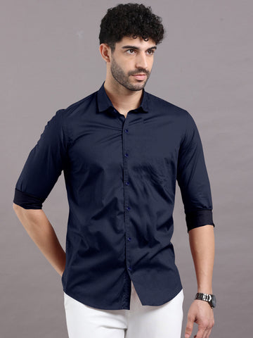 Navy Blue herringbone shirt