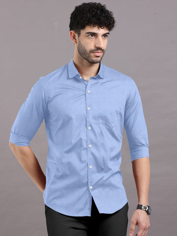 Light Blue Grey Solid Super Premium Cotton Shirt