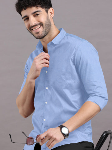 Light Blue Grey Solid Super Premium Cotton Shirt