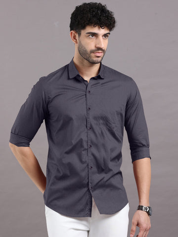 Ship Grey Solid Super Premium Cotton Shirt